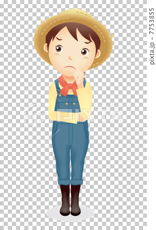 麦藁帽子の女性イラスト 7753855