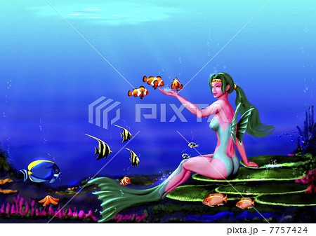 水中の人魚のイラスト素材 [7757424] - PIXTA