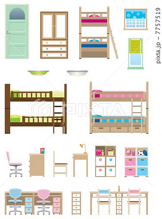 子供達の部屋 家具のイラスト素材