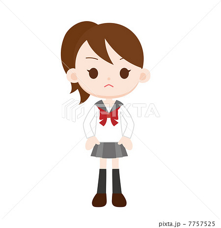 制服の女の子　不満そうな表情　イライラ 7757525