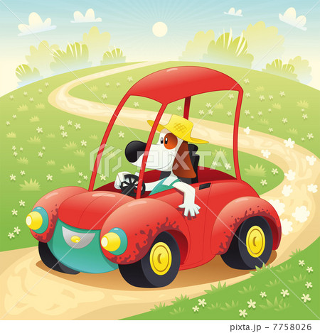 Funny dog on a car. 7758026