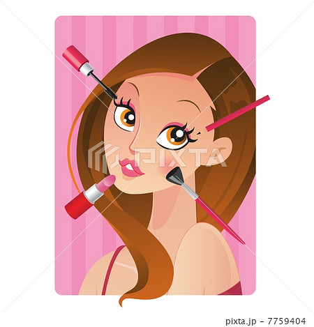 Young Model applying cosmetics make up 7759404