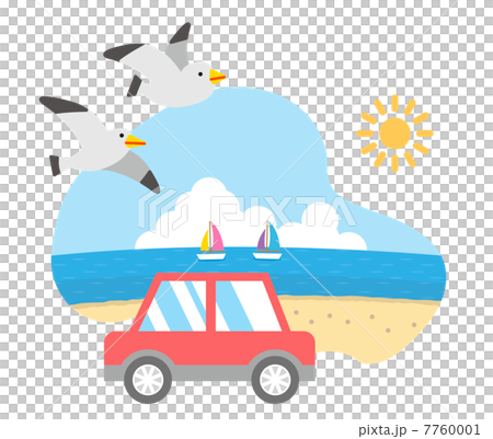 海沿いドライブのイラスト素材