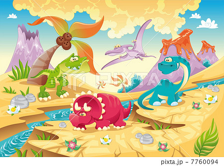 Dinosaurs Family with background. Dinosaurs Family with background. 7760094