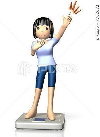 体重を測る女性を描いた3Dレンダリング画像 体重を測る女性を描いた3Dレンダリング画像 7762672