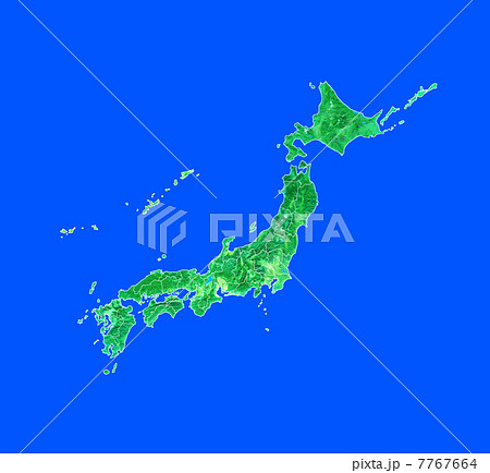 青い海の日本地図 白地図のイラスト素材