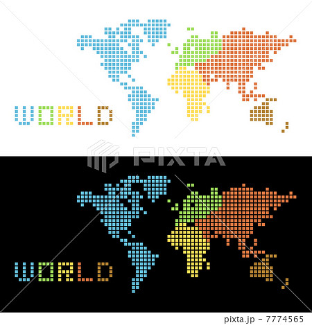 五大陸の世界地図のイラスト素材