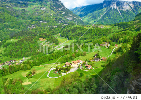 Swiss village at Alps 7774681