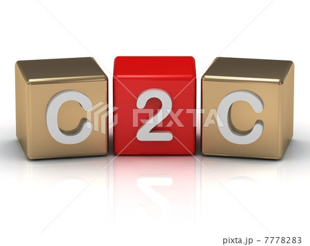 C2C Client to Client symbol on gold and red cubes 7778283