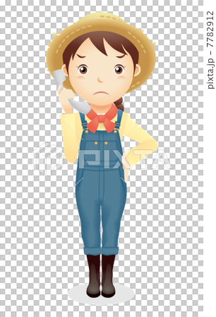 麦藁帽子の女性イラスト 7782912