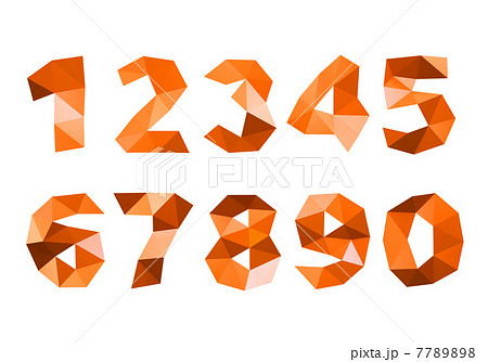 orange crumpled numerals isolated on white background 7789898