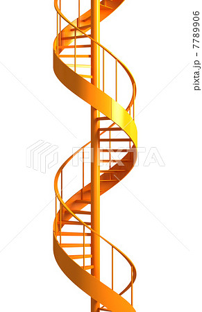 Orange spiral staircase isolated on white background 7789906