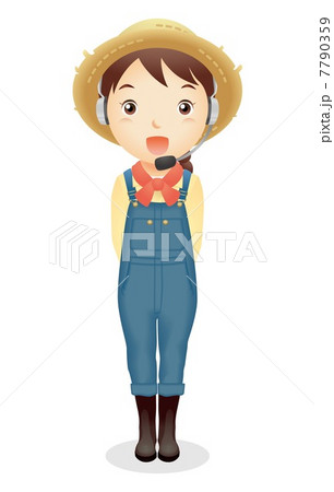 麦藁帽子の女性イラスト 7790359