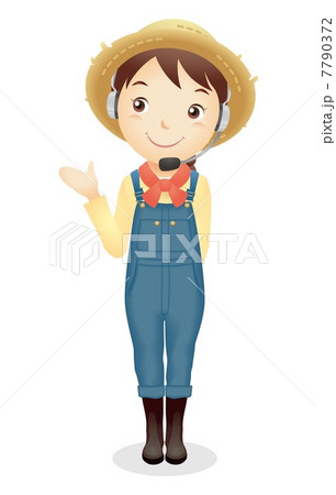 麦藁帽子の女性イラスト 7790372