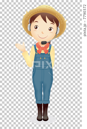 麦藁帽子の女性イラスト 7790372