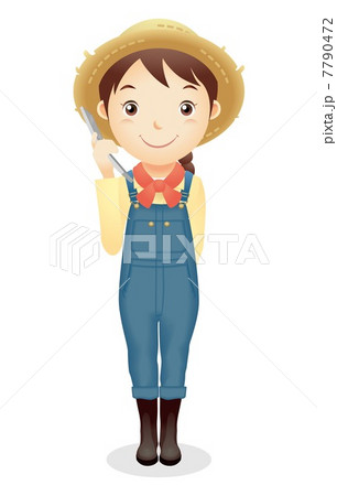 麦藁帽子の女性イラスト 麦藁帽子の女性イラスト 7790472