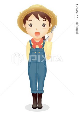 麦藁帽子の女性イラスト 麦藁帽子の女性イラスト 7790473