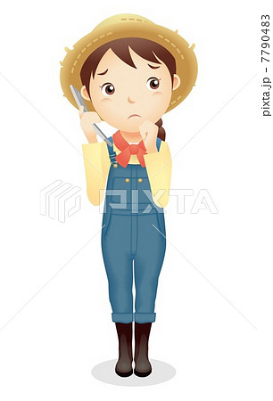 麦藁帽子の女性イラスト 7790483