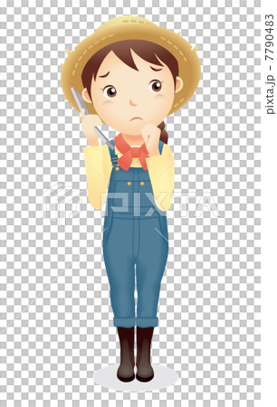 麦藁帽子の女性イラスト 7790483