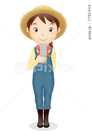 麦藁帽子の女性イラスト 7792444