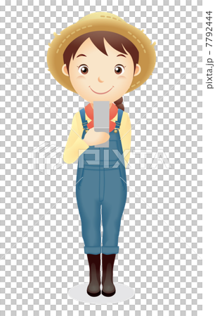 麦藁帽子の女性イラスト 7792444