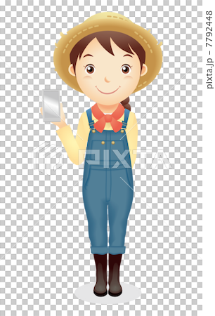 麦藁帽子の女性イラスト 麦藁帽子の女性イラスト 7792448