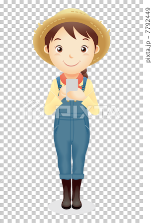 麦藁帽子の女性イラスト 麦藁帽子の女性イラスト 7792449