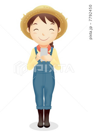 麦藁帽子の女性イラスト 麦藁帽子の女性イラスト 7792450
