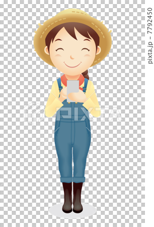 麦藁帽子の女性イラスト 麦藁帽子の女性イラスト 7792450