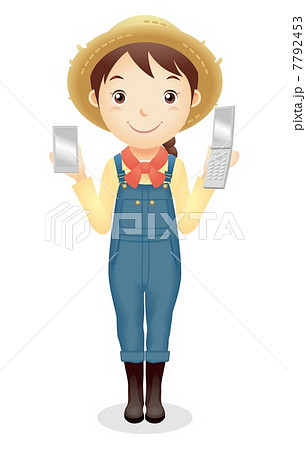 麦藁帽子の女性イラスト 7792453