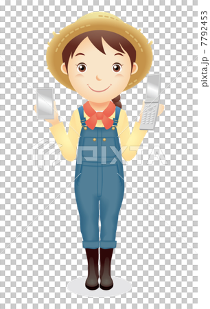 麦藁帽子の女性イラスト 7792453