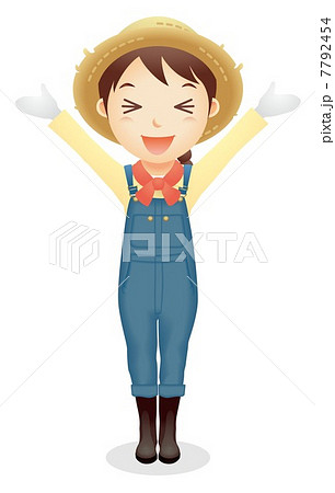 麦藁帽子の女性イラスト 麦藁帽子の女性イラスト 7792454