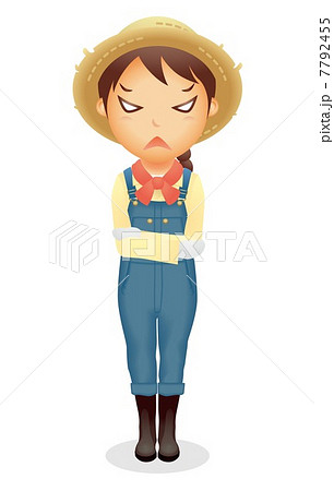 麦藁帽子の女性イラスト 7792455