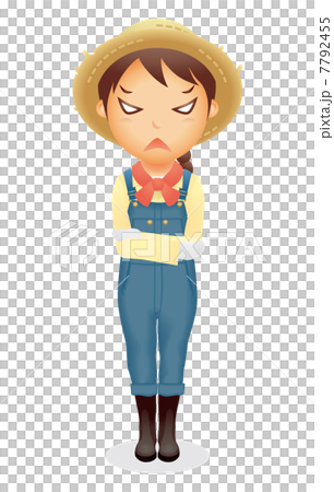 麦藁帽子の女性イラスト 7792455