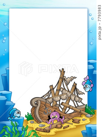 Frame with shipwreck in sea 7793983
