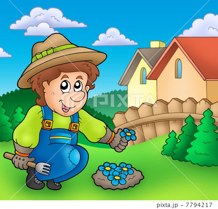 Gardener planting flowers Gardener planting flowers 7794217