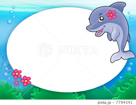 Round frame with dolphin girl Round frame with dolphin girl 7794341