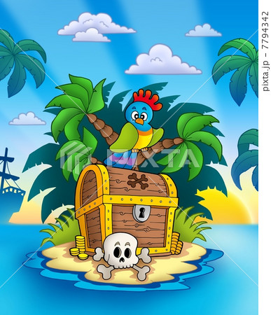 Treasure island with sunset 7794342