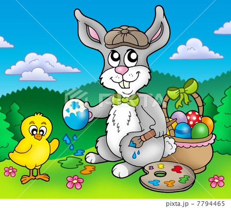 Easter bunny artist and chicken Easter bunny artist and chicken 7794465