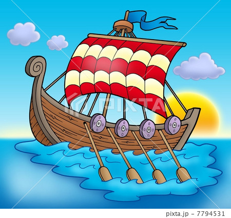 Viking boat on sea 7794531