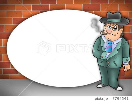 Round frame with cartoon gangster 7794541