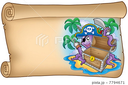 Old scroll with pirate octopus 7794671