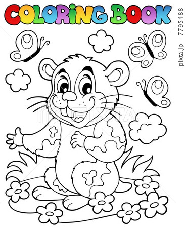 Coloring book with cartoon hamster Coloring book with cartoon hamster 7795488