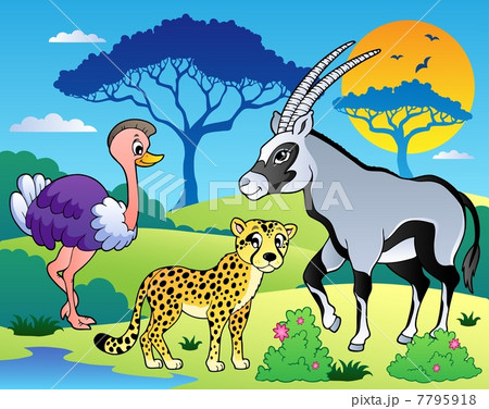 Savannah scenery with animals 7 7795918
