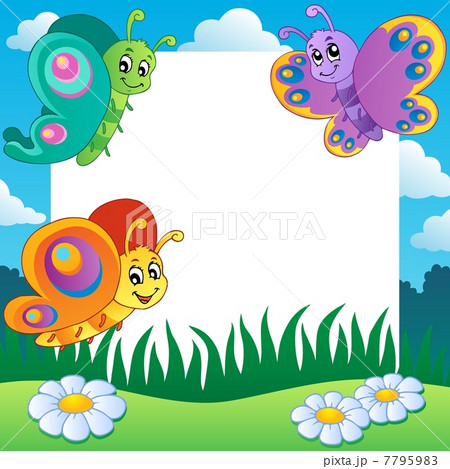 Frame with butterflies theme 1 7795983
