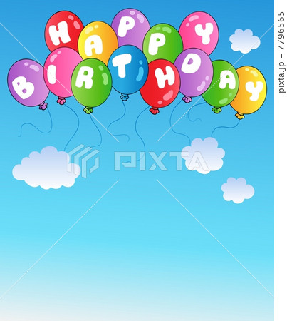 Happy birthday balloons on blue sky Happy birthday balloons on blue sky 7796565