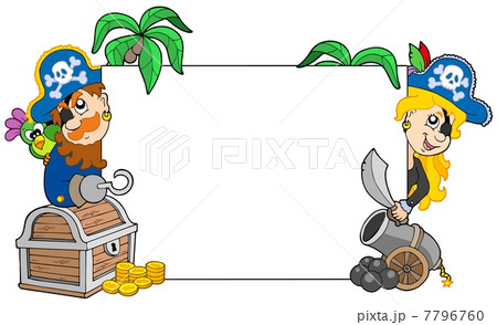 Cartoon pirates holding blank board Cartoon pirates holding blank board 7796760
