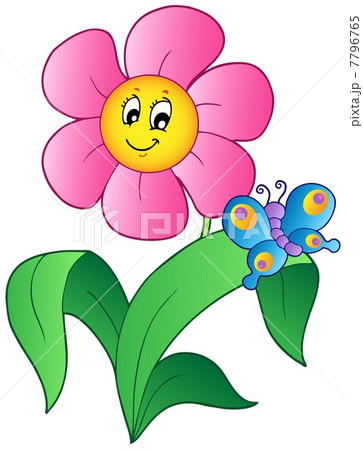 Cartoon flower with butterfly 7796765