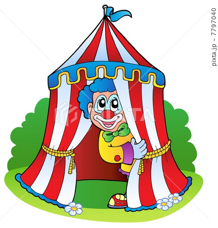 Cartoon clown in circus tent 7797040