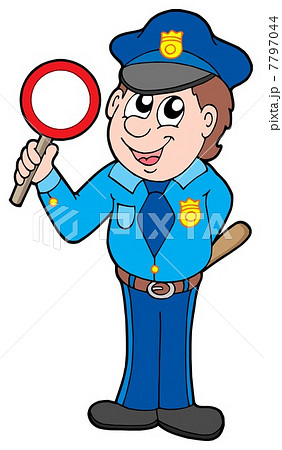 Cute policeman with stop sign Cute policeman with stop sign 7797044